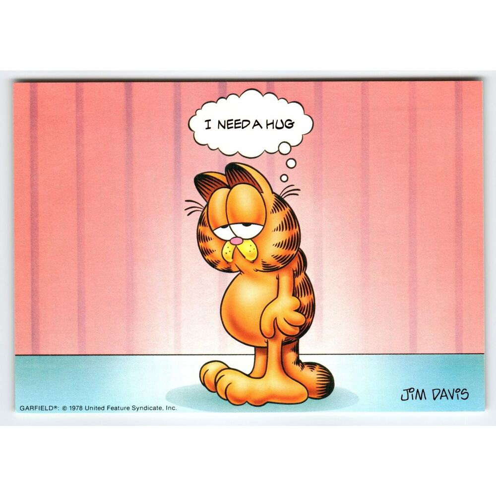 Vintage Garfield Postcard "I Need A Hug" Sad Expression Unused Old Stock 1978